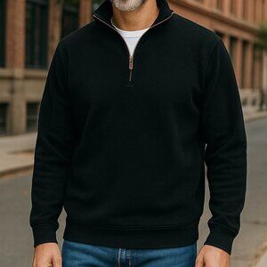 Good Man Brand Half Zip Pullover XL Zip Neck Black Sporting Good 100% Cotton